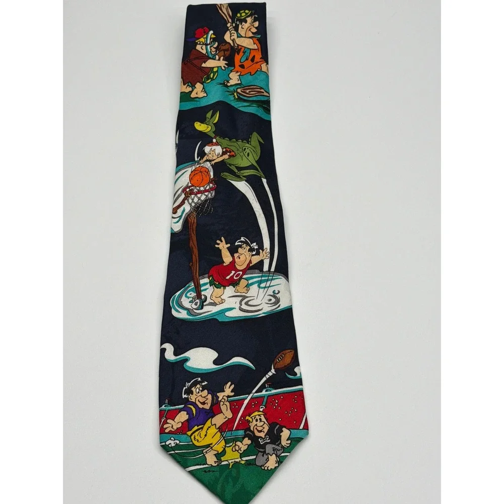 Vintage‎ 1993 Hanna-Barbera The Flintstones Sports Navy Blue Polyester Necktie